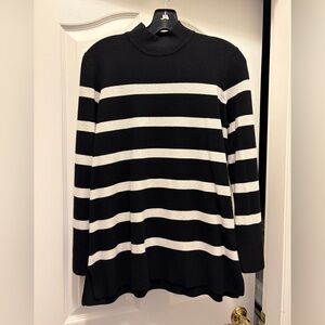 Reitmans Black and Cream Striped Turtleneck Sweater